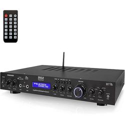 Pyle Bluetooth Audio Amplifier- 5-Channel Stereo Amplifier for Home Cinema- Wireless Streaming- MP3/USB/SD/AUX/FM- 200 Watt- LCD ID3 Display- Black