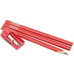 DRAPER cpsset timmermanns-potlood en puntenslijper set, rood