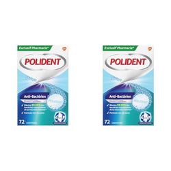 Polident Nettoyant Antibactérien, Pour Prothèses Dentaires Partielles ou Complètes, Formule Non Abrasive, 72 Comprimés (Lot de 2)