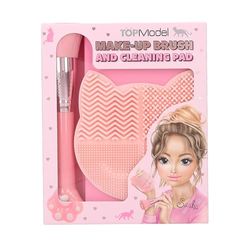 Depesche 13253 TOPModel Beauty and Me-Set di bellezza in rosa, trucco e tappetino per la pulizia del pennello a forma di gatto, Multicolore, Taglia unica
