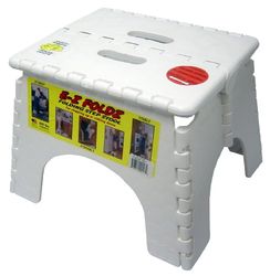 B&R Plastics Folding Step Stool - 101-6 - 9 Inches High - 300 Pound Capacity - White