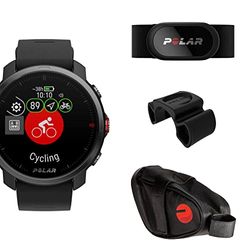 Polar Grit X + Polar H10 + Attacco Manubrio e Borsa Sotto Sella, Smartwatch con GPS, Frequenza Cardiaca dal Polso, Batteria di Ottima Durata, Funzioni Navigazione, Set per il Ciclismo, Nero, M/L