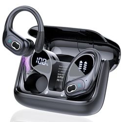 2025 Ecouteurs Bluetooth sans Fil Sport, 75Hrs Écouteurs Bluetooth 5.4 avec 3D HiFi Stéréo, 4 ENC Réduction de Bruit Mics, Oreillette sans Fil avec Affichage LED, Casque Running IP7 Étanche
