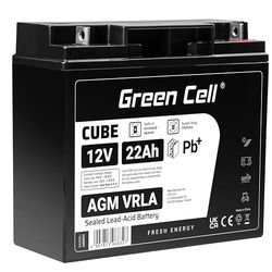 Green Cell Batteria AGM 12V 22Ah ricaricabile sigillata VRLA | Per UPS, allarmi, giocattoli elettrici, impianti solari, scooter, backup e uso ciclico senza manutenzione