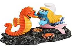 Aquadella, Figurine Les Schtroumpfs sous L`Eau Hippocampe, Hautement détaillée et fabriquée en résine de Polyester, Non-Toxique et pH Neutre, pour Les Aquariums d'eau Douce et d'eau de mer