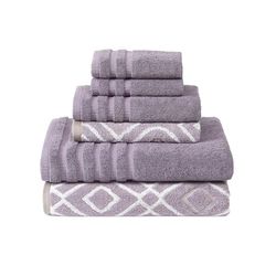 Modern Threads Conjunto de toalhas de fio tingido, 6 unidades, Oxford cinzento lavanda