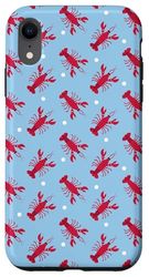 Lobster Pattern Polka Dots on Pastel Blue Summer Cute Case for iPhone XR