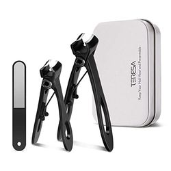 Set di tagliaunghie grande apertura per unghie spesse, tagliaunghie taglienti grandi con lima, tagliaunghie di alta qualità, piccolo, in acciaio inox, per manicure, con custodia