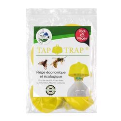 Terra Nostra Piège à Guêpes, Frelons, Mouches des Fruits, Mouches de l’Olivier – Lot de 5 Tap Trap Économiques avec Recettes d’Appâts Incluses