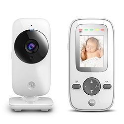 Motorola Baby MBP 481 Vigilador para bebés com ecrã LCD a cores de 2,0", modo eco e visão noturna, cor branca