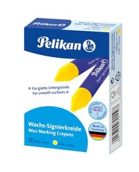 Pelikan, Barra de Cera Resistente al Agua, 95 mm, Ideal para Uso Exterior, Caja de 12 Unidades, Color Amarillo