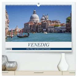 VENEDIG Eine Tour auf dem Canal Grande (hochwertiger Premium Wandkalender 2024 DIN A2 quer), Kunstdruck in Hochglanz: San Marco Vallaresso bis Piazzale Roma