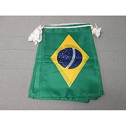 AZ FLAG Ghirlanda 12 Metri 20 Bandiere Brasile 45x30cm - Bandiera Brasiliana 30 x 45 cm - Festone BANDIERINE
