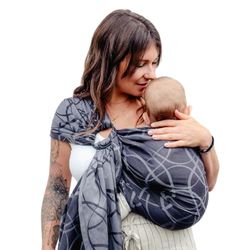 Hoppediz Ring-Sling, Porte-bébé pour les Nouveau-nés et Bébés, Écharpe de portage avec deux anneaux en aluminium, 0-36 mois, 3-20 kg, Verona