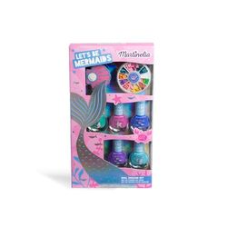 MARTINELIA - Set Manucure Enfant Sirène - Coffret de 5 Vernis à Ongles, Lime et Accessoires Nail Art Pour Fille - Vernis à l'Eau Bleu x2, Rose, Violet, Vert - Non Nocif - Cadeau Fille