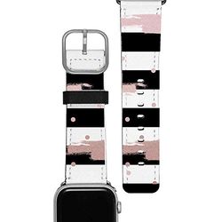Gocase Glam Stripes armband silver | kompatibel med Apple Watch 38/40 mm | justerbar stängning | Saffiano läder vegan reservarmband | vattenbeständig svettbeständig | tänkt för serie 1/2/3/4