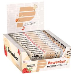 Power Barr Protein Soft Strawberry White Chocolate 12x40g - High Protein + Palm Oil Free, Brown