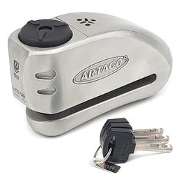 ARTAGO Cadeado de motocicleta de alta gama, melhor anti-roubo disco sem / com alarme Don't Touch 120 dB, homologado SRA e SSG, fecho triplo exclusivo de 15,5 mm e proteção anti-broca 5 mm, aço