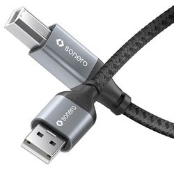 Sonero® USB 2.0 kabel, anslutningskabel, skrivarkabel, A-kontakt till B-kontakt, 480 MB/s, Space Grey/svart, 3,00 m