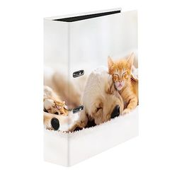 Falken - Carpeta de plástico con diseño original de mascotas, fabricada en Alemania, 8 cm de ancho, con anillas DIN A4, carpeta de palanca, carpeta de cartas, carpeta de oficina, carpeta de plástico,