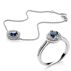 Orphelia smyckesset 925 sterlingsilver zirkonia SET-7477 e silver, 50, colore: BLÅ, cod. SET-7477/SA/50