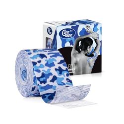 CureTape Art Cinta de Kinesiología Impresa sin Cortar | Rollo 5 cm x 5m | Vendaje Neuromuscular Resistente al Agua para Rodilla, Brazo, Hombro, Piernas y Músculos | La Mejor Adhesión | Azul Militar