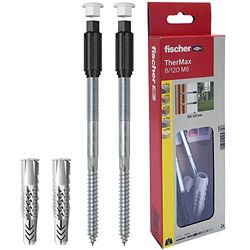 Fischer Thermax 8/120 M6 Tasselli per Fissaggio su Cappotto Isolante, 2 Pz, 45682, Multicolore, Cappotto Max 120 mm