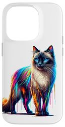 Dripping Paint Art Siamese Cat Meezer Custodia per iPhone 14 Pro