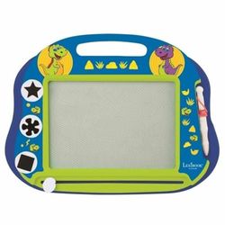LEXIBOOK, Dinosaurio, Tablero de Dibujo magnético mágico Multicolor, Juguete Creativo artístico para niñas y niños, Lápiz óptico y Sellos, Azul, CRDINO550