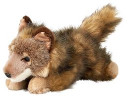 Uni-Toys - Vargpojkar, liggande – 24 cm (längd) – varg, skogsdjur – plyschdjur, gosedjur