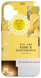 Croix chrétienne esthétique jaune fleur foi Coque pour iPhone 16 Plus