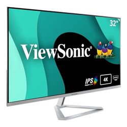 ViewSonic VX3276-4K-MHD 32" 4K UHD, HDR, HDMI, DP, mDP, Eye-Care, Eco-Mode, Altavoz, Plateado-Negro