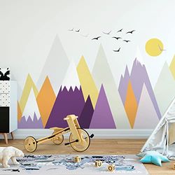 Stickers muraux Enfants - Décoration Chambre bébé - Autocollant Sticker Mural géant Enfant Montagnes scandinaves Jukka - 60x90cm
