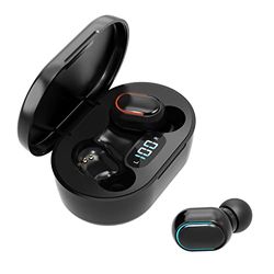 DKKD Bluetooth-hoofdtelefoon, draadloze in-ear-hoofdtelefoon, bluetooth-hoofdtelefoon met microfoon, hifi-stereo, touch-bediening, led-display, IP4, waterdicht, USB-C-snel opladen, hoofdtelefoon