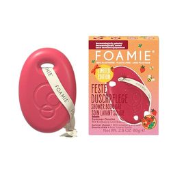 Foamie Cura doccia solida Berry Basilicious – Profumo fruttato fresco con fragola e basilico – 3 in 1: pulisce, cura e massaggia – pH delicato sulla pelle – senza plastica, ideale per pelli sensibili