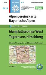 Mangfallgebirge West, Tegernsee, Hirschberg 1:25.000: Topographische Karte 1:25.000, Wegmarkierung, Ski- und Schneeschuhrouten: BY 13