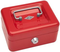Wedo 14510 - Caja para dinero (15,2 x 11,5 x 8 cm, 4 compartimentos), color rojo