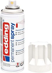 edding 5200 spray permanent - blanc trafic mat - 200 ml - peinture acrylique pour peindre ou décorer verre, métal, bois, céramique, plastique, toile - peinture acrylique en aérosol