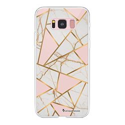 De Franse beschermhoes is compatibel met Samsung Galaxy S8, zacht, siliconen, robuust, ultradun, transparant, gemarmerd, roze, modieus motief.