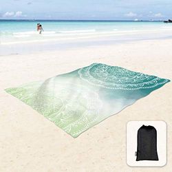 Sunlit Couverture de Plage Douce et Soyeuse, Style bohème, Tapis Anti-Sable, avec Poches d'angle et Sac en Maille, 15,2 x 17,8 cm, pour fête de Plage, Voyages, Camping et Festival de Musique en Plein
