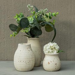 CwlwGO Keramisk rustik vasuppsättning, små boho-vaser för heminredning, dekorativ vas, bondgårdsdekoration, heminredning för vardagsrum, soffbord, mantel och hylldekor.