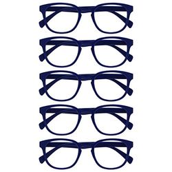 OPULIZE Pop Reading Glasses 5 Pack Fun Round Matt Frame Mid Blue Spring Hinges Scratch Resistant Mens Womens RRRRR2-3 +1.50