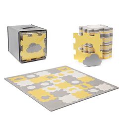 Kinderkraft Manta Juegos Bebé LUNO SHAPES, Alfombra Puzzle de Espuma, para Niños, Amarillo