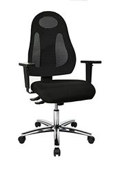 Topstar Free Art - Silla giratoria de Oficina con reposabrazos Regulables, Color Cromado, Polipropileno, poliéster., Negro/Negro, 61 x 65 x 127 cm