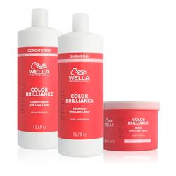 Wella Professionals Shampoing Invigo Color Brilliance pour cheveux colorés fins à normaux, Après-Shampoing et Masque - Maintient l'éclat et la protection de la couleur des cheveux - 1L + 1L + 150ml
