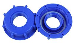 GASMIS Raccord femelle S60x6 (Diam 60mm) Filetage grossier - Sortie femelle 1'' 30,30 mm, Adaptateur pour Cuve IBC Récupération d'Eau de Pluie 1000 Litres, Bleu, 1 Pièce