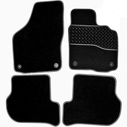 Sakura DD0528GY Tailored Car Mats Black Carpet, Grey Trim, Rubber Heelpad