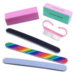 PARENCE.- 6-delige manicureset - complete set nagelvijlen, polijstblokken, reinigingsborstel - professionele en huishoudelijke nagelaccessoires - voor gel, acryl, naturel