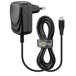 Goobay 49529 Caricatore Micro USB 1.0A per la ricarica di smartphone, adattatore di corrente, presa, alimentatore per telefoni cellulari, adattatore di corrente, 1,5m, nero