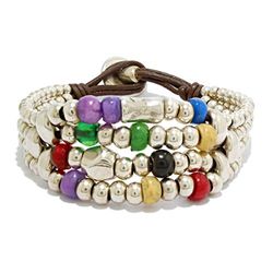 cinturino in pelle fatti a mano con perline zama e resine, Intendenciajewels - braccialetto delle donne - le donne in zama Bracciale - Bracciale con perline